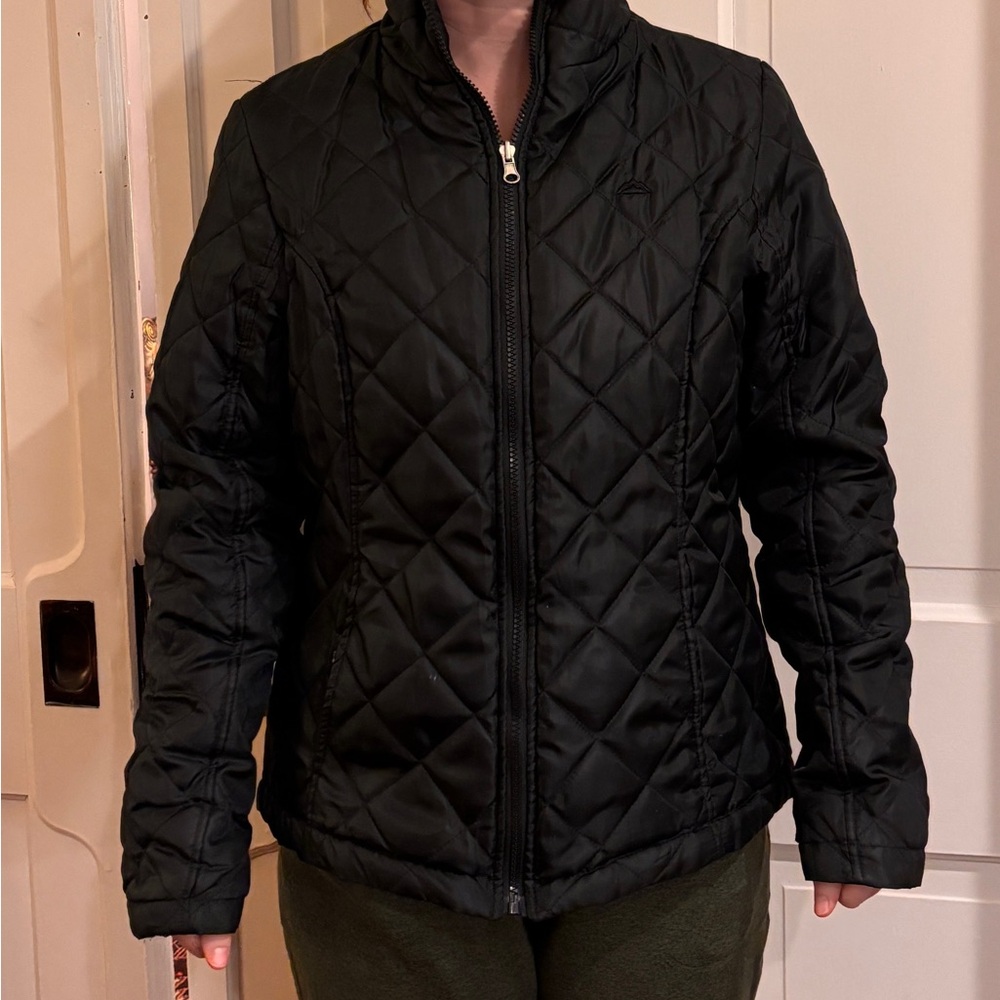 Black poly girls winter jacket by SNOZU Performance. Large. Zip front, pockets